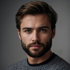 Obraz premium bearded man in a gray sweater