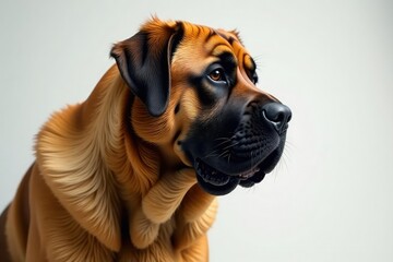 Fototapeta premium Imposing mastiff, fur details visible, clean backdrop, imposing, studio, fur