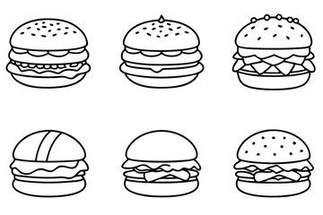 burger line art minimalist food illustration style.