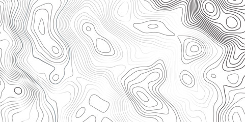 Fototapeta premium Abstract topographic map contour, white background and black wave lines pattern texture. geographic contour map grid backdrop paper texture. terrain path isolated on a background.