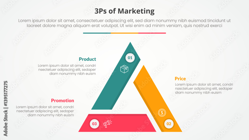 Poster 3ps marketing infographic concept for slide presentation with triangle cycle circular triangle slice