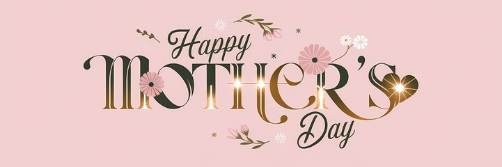 Elegant Happy Mother's Day greeting with glowing artistic typography floral details a heartwarming message in a high-resolution digital artwork perfect for celebration Mother's Day illustration design
