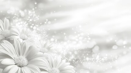 Obraz premium Serene white flowers wallpaper, refreshing touch for your desktop or mobile screen