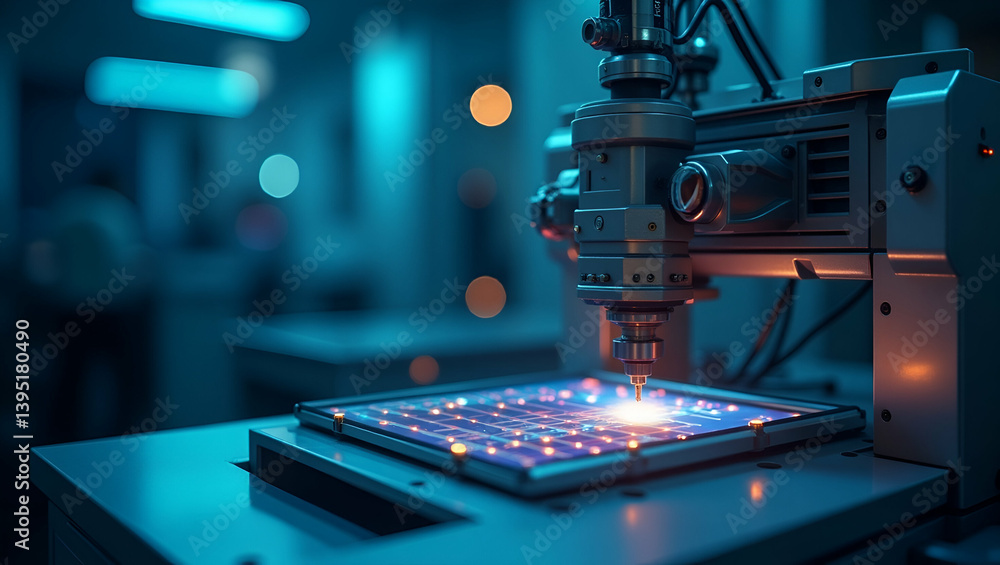 Poster enhancing photo stock quality: advanced machine vision technology for superior digital image process