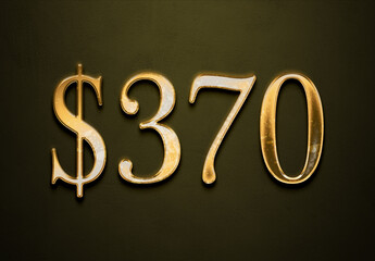 Old gold effect of 370 dollars with 3D glossy style Mockup.