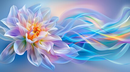 Obraz premium Mesmerizing floral swirls, stunning display of blue and yellow petals in nature's artistry