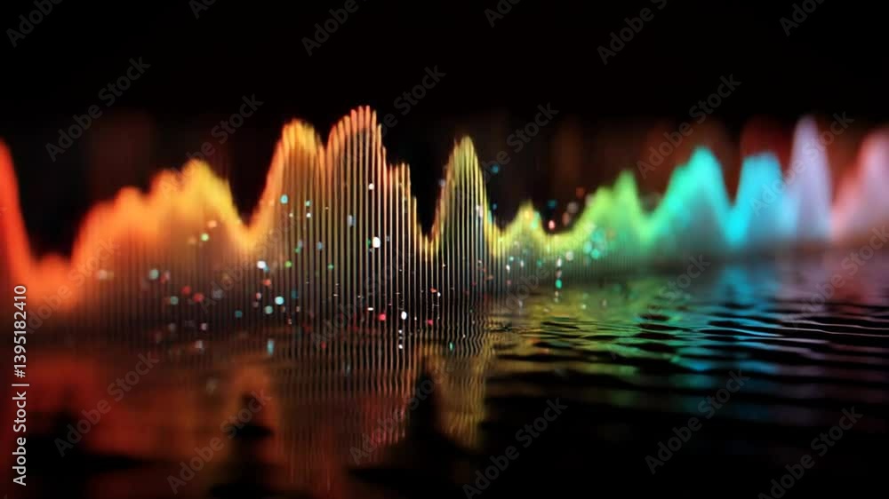 Poster vibrant digital audio visualization with colorful equalizer waveforms generative ai