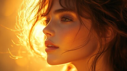 Woman profile golden light portrait