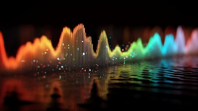 Vibrant Digital Audio Visualization With Colorful Equalizer Waveforms Generative AI