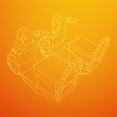 Delivery scooter for lifestyle design courier. Business express delivery concept. Wireframe low poly mesh vector illustration