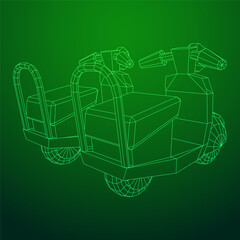 Delivery scooter for lifestyle design courier. Business express delivery concept. Wireframe low poly mesh vector illustration