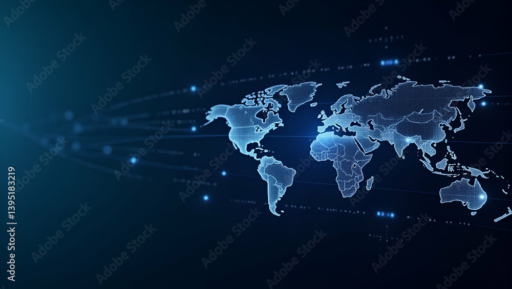 Poster engaging visual of cybersecurity threats: dynamic network overlays, secure data centers, advanced th