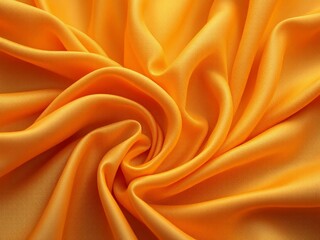 Fototapeta premium Close-up of flowing fabric in warm orange and yellow tones with fine texture and soft folds, creating an elegant abstract background ideal for design and textile visuals