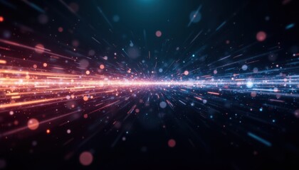 Obraz premium Dynamic light trails abstract space digital art vibrant colors futuristic environment motion concept