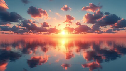 Obraz premium Sunset, blue sea and blue sky with clouds, nature background banner