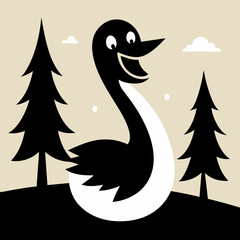 black and white swan