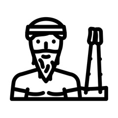 elderly couple nordic walking line icon vector illustration