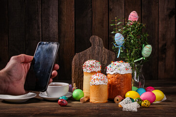 Easter cake sweet pastry traditional holiday christianity fresh tasty gourmet food background on...