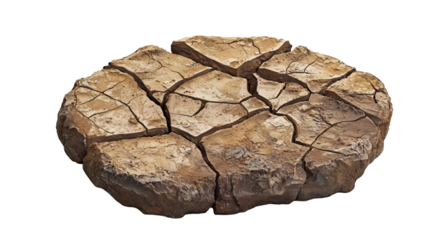 Cracked earth dry ground arid soil drought texture surface  isolated on transparent  background png