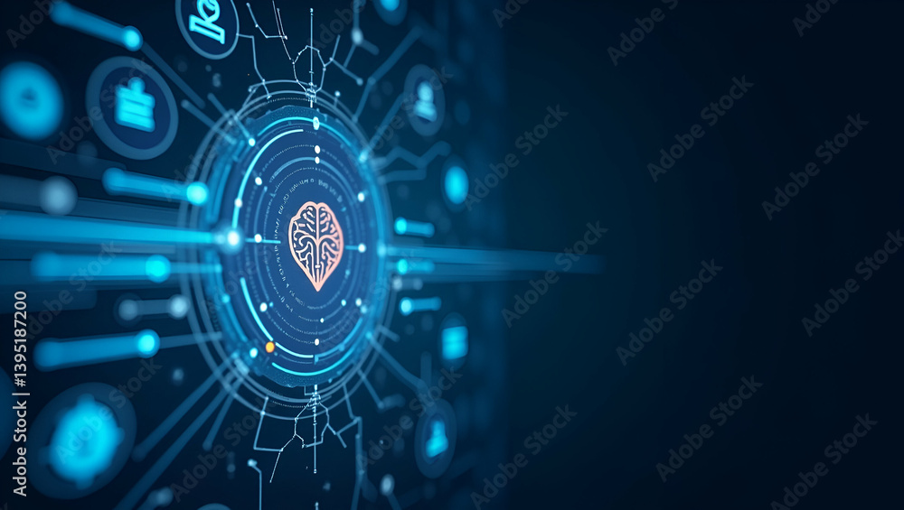 Aufkleber modern visual portrayal of ai applications: advanced machine learning & digital analytics transformi