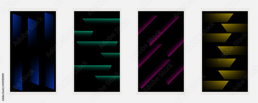 Poster modern abstract art design with wavy shapes and lines. geometric patterns, neon lines, abstract comp