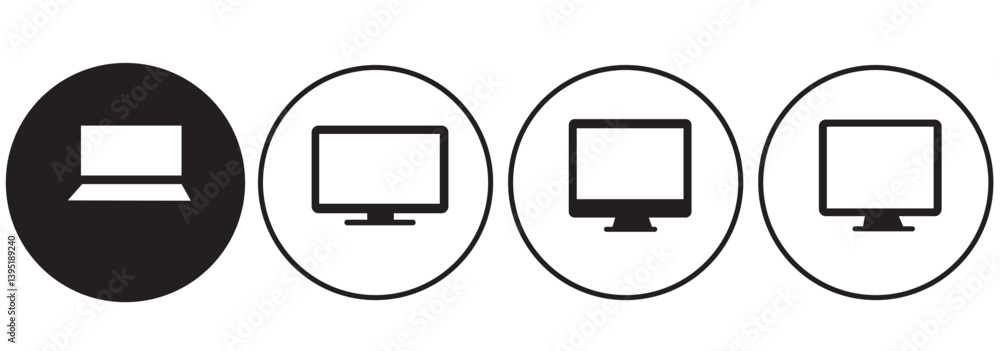 Fototapete Computer icon set vector. computer monitor sign and symbol