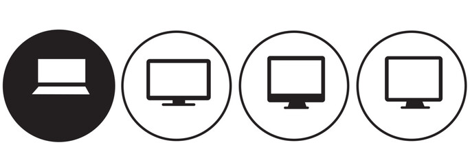 Computer icon set vector. computer monitor sign and symbol