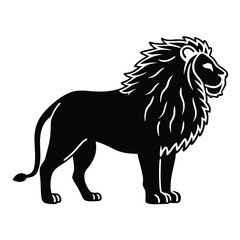 A bold black lion, symbolizing power, strength, and royalty, in silhouette. Ideal for logos, wildlife themes, and strong brand identities.