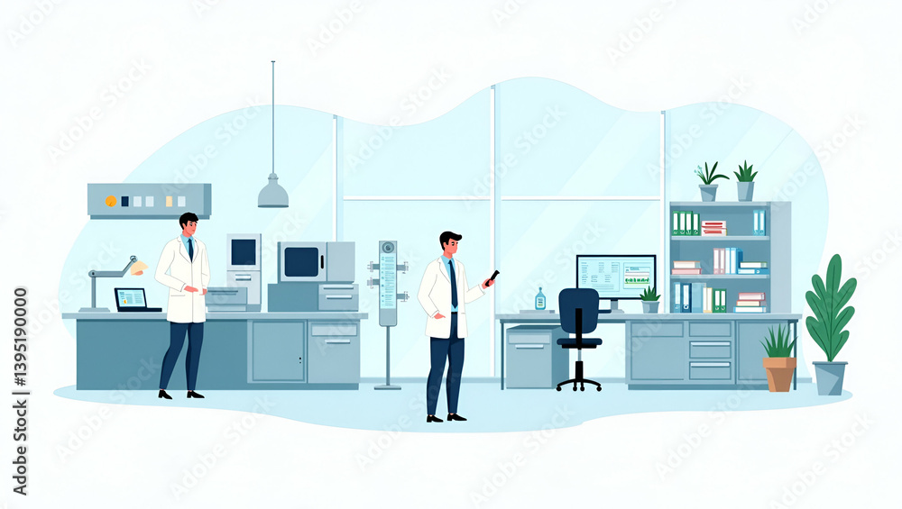 Aufkleber flat contemporary stock image of stem cell genomics lab: high-resolution imaging & advanced sequenci