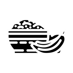 fiber rich food bananas rice diarrhea glyph icon vector illustration