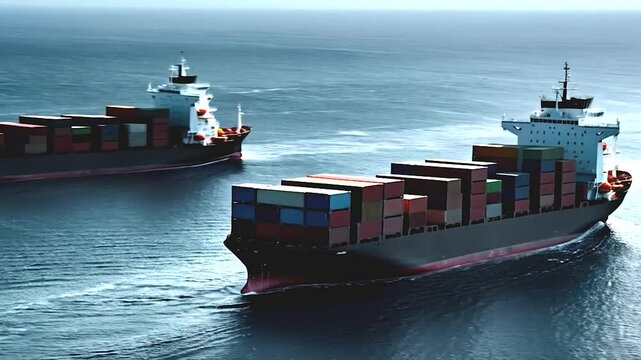Cargo container ships in the port