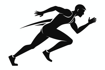 Silhouette of Runner with Black Shoes Isolated on White Background. Fast Movement