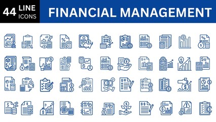 Financial Management line editable icon set. Editable stroke. Vector illustration.