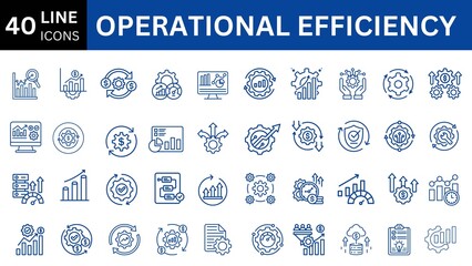 Operational efficiency line editable icon set. Editable stroke. Vector illustration 