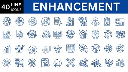 Enhancement line editable icon set. Editable stroke. Vector illustration.