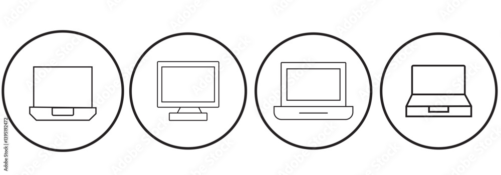 Fototapete Computer icon set vector. computer monitor sign and symbol