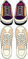 Sneakers shoes vector, Sneakers in flat style, Isolated sneakers shoes fashion, Sneakers drawing flat	