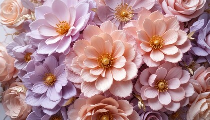 3d Wallpaper Pastel Flower Arrangement Featuring Roses and Daisies for Wedding Decor