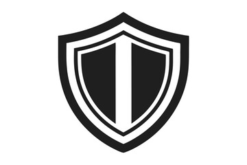 Shield Badge Icon in Black and White. Heraldic Protection Emblem Style Isolated