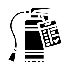 fire extinguisher check home maintenance glyph icon vector illustration