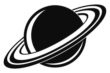 Simple Saturn Planet Black and White Design Minimalist Solar System