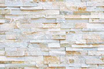 Natural Stone texture background. Gray color tone. Square rectangle shape in horizontal row stripe. Material for architectural decoration, wall cladding panel for facade, hotel, pool villa, resort.