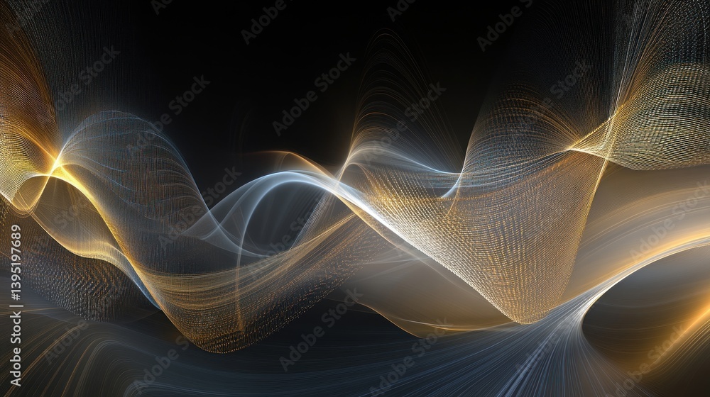 Poster abstract flowing lines, a digital art piece. a visual representation of data streams, energy waves, 