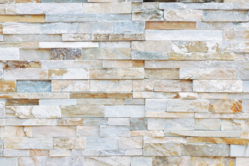 Natural Stone texture background. Gray color tone. Square rectangle shape in horizontal row stripe. Material for architectural decoration, wall cladding panel for facade, hotel, pool villa, resort.