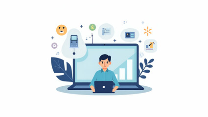 Empower Your Organization with Custom Technology Platforms: A Cute Vector Illustration of Smart Business Solutions