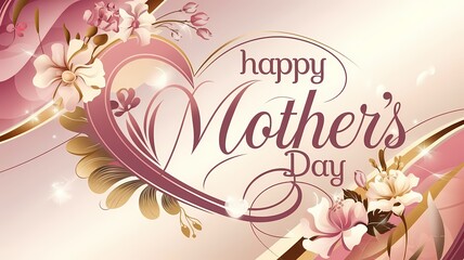 Elegant Happy Mother's Day greeting with glowing artistic typography floral details a heartwarming message in a high-resolution digital artwork perfect for celebration Mother's Day illustration design