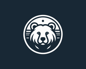 White Bear Logo Icon Minimalist Vector Animal Design for Branding