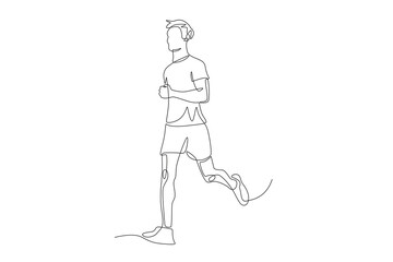 Man jogging. Jogging concept one-line drawing