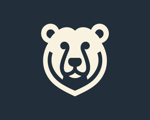 White Bear Logo Icon Minimalist Vector Animal Design for Branding