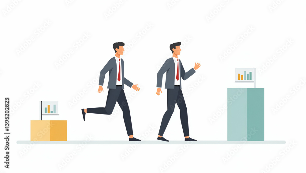 Poster dynamic labor market transformation: cute vector illustrations of workforce evolution with analytica